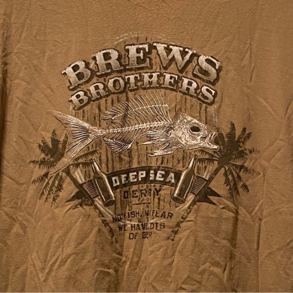 George T-Shirt Mens Size 3XL Brown Brew Brothers Fishing Cotton